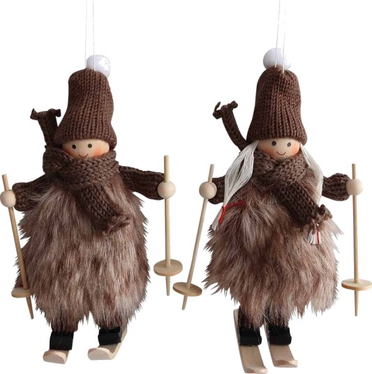 Seasons Julepynt Nisser På Ski 18cm 2pk
