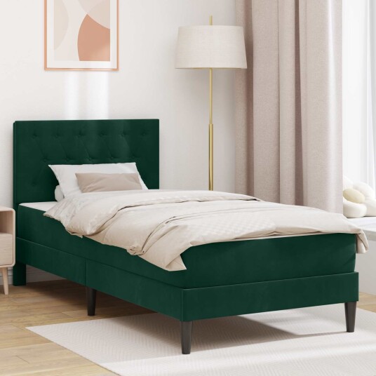 vidaXL Sengeramme med madrass Mørkegrønn 100 x 200 cm Fløyel vidaXL Sengeramme med madrass Mørkegrønn 100 x 200 cm Fløyel