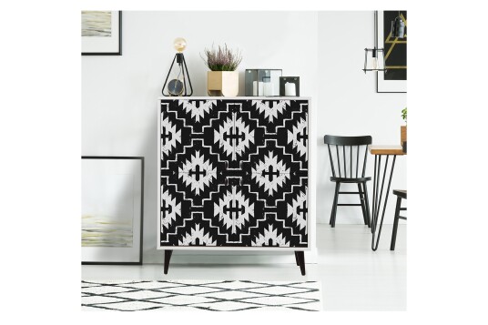 Kommode 95x111 cm   Svart/Hvit