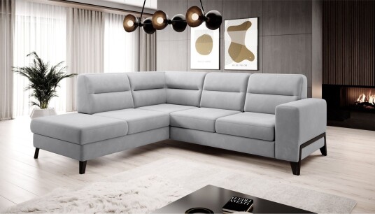 Anglika Sofa m. Sjeselong 4 seters   Grå