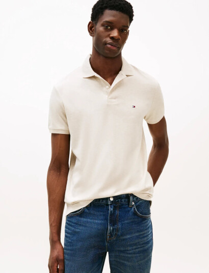 Tommy Hilfiger Liquid Cotton Reg Seasonal Polo - Cream - XXL