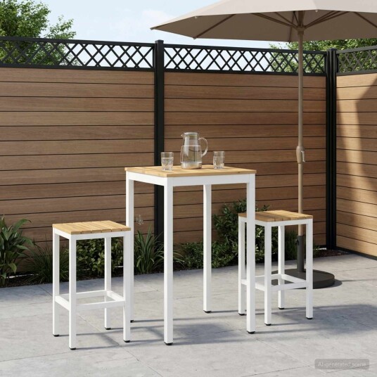 vidaXL Hagebarbord NAARDEN Hvit 60 x 60,5 x 105 cm Solid akasietre