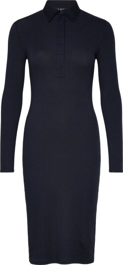 Lauren Ralph Lauren Rib-Knit Cotton-Blend Polo Dress - Navy - XS