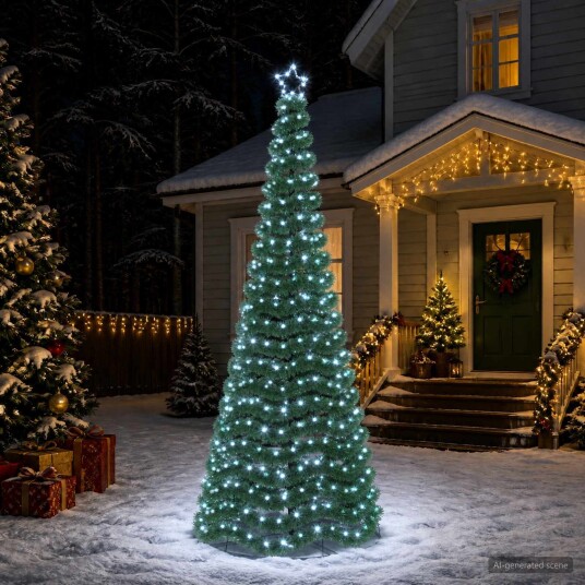 vidaXL LED-glitterjuletre med fot EKENAS 250 cm 370 LED-lys Kaldhvit