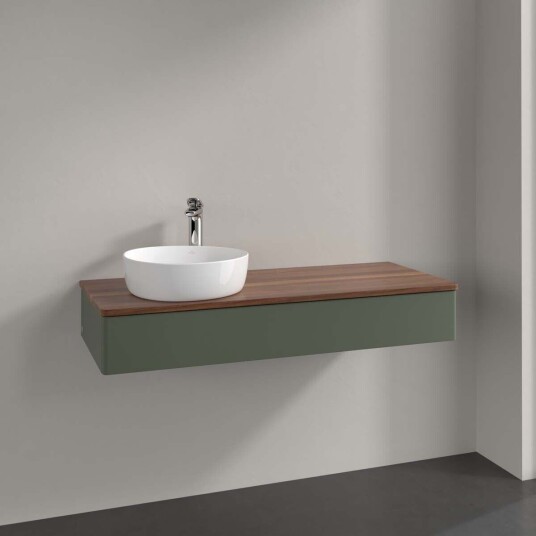 Villeroy & Boch Antao Servantskap med 1 skuff 120x50x19 cm m/lys Grønn Matt/Valnøtt Villeroy & Boch Antao Servantskap med 1 skuff 120x50x19 cm m/lys Grønn Matt/Valnøtt
