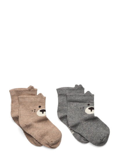 Minymo Socks W. 3D Effect (2-Pack) Grey 35\38
