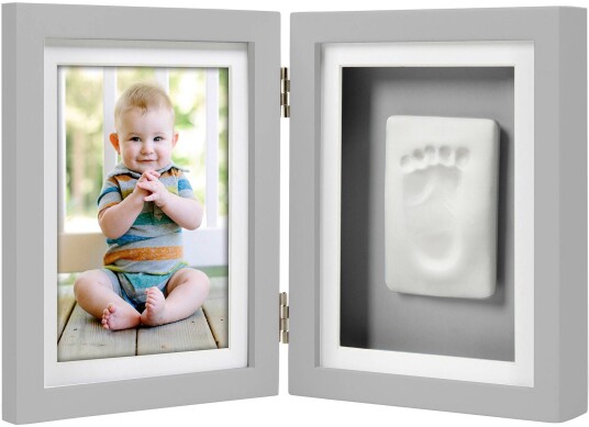 Pearhead Babyprints Fotoramme Dobbel Ledad Grå