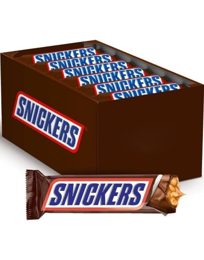 32 stk Snickers Bars   Melkesjokolade med Nougat Nøtter og Karamell   Hel Eske 1,6 kg