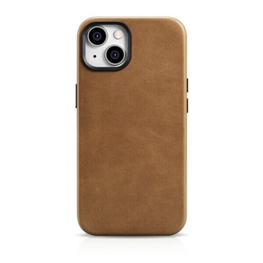 Icarer Oil Wax Premium Lærveske Iphone 14 Plus Magnetisk Lærveske Med Magsafe Brown (Wmi14220703-Tn)