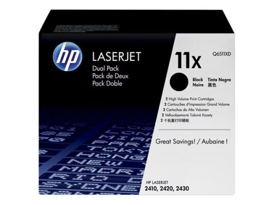HP 11X - 2-pack - Høy ytelse - svart - original - LaserJet - tonerpatron (Q6511XD) - for LaserJet 2410 2420 2420d 2420dn 2420n 2430 2430dtn 24