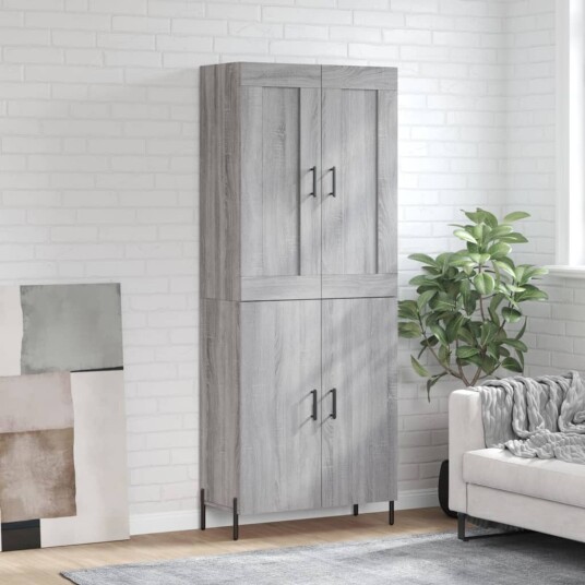 Highboard grå sonoma 69,5x34x180 cm konstruert tre 8720845489892