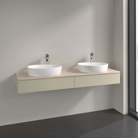 Villeroy & Boch Antao Servantskap med 2 skuffer 160x50x19 cm m/lys Grå Matt/Crème