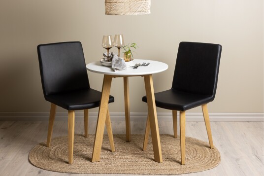 Venture Home Leonora Spisegruppe 65 cm Rund med 2 Today Stoler Sort
