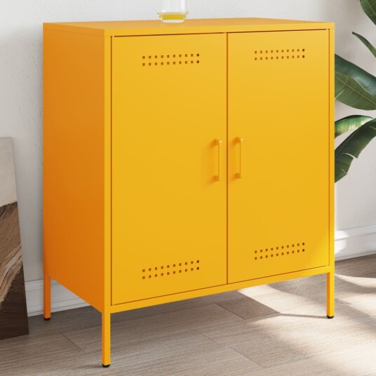 Skjenk sennepsgul 68x39x79 cm stål 8721102389412