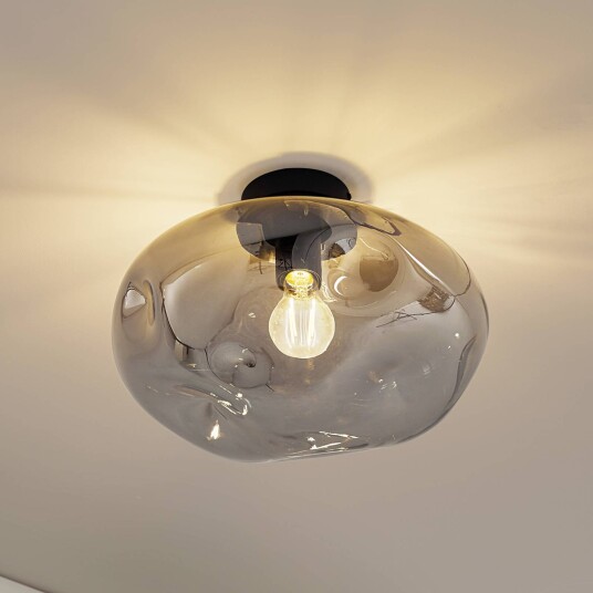 Lindby Lelia taklampe røykgrå glass Ø 35 cm