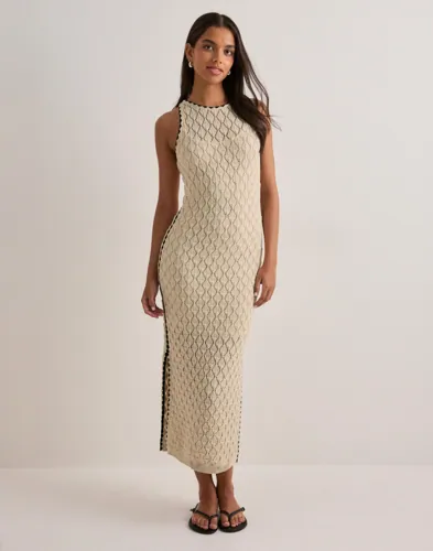 Vero Moda   Beige   Awevelyn Sl 7/8 Crochet Dress Noos