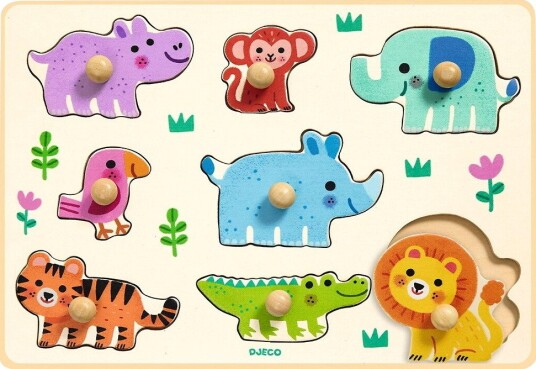 Djeco Puslespill Tre Hippo"n"co 8 Brikker Djeco OneSize Puslespill