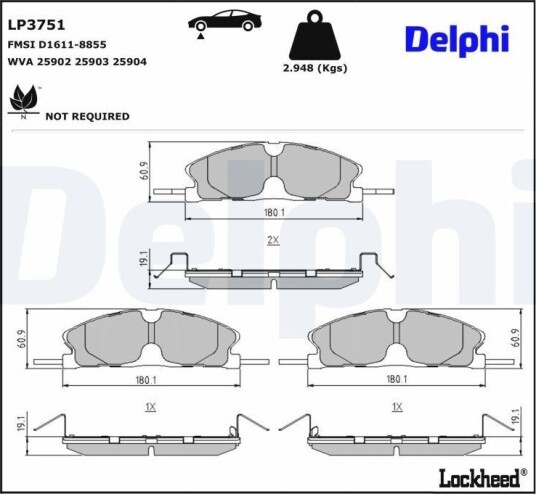 DELPHI LP3751 Bremseklosser DELPHI LP3751 Bremseklosser