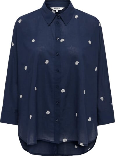 ONLY Carmakoma Carnew Lina Grace Ls Emb Shirt Wvn Noos Navy 54