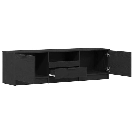 TV skap med skuff Svart 140 x 35 x 40 cm Konstruert tre TV skap med skuff Svart 140 x 35 x 40 cm Konstruert tre