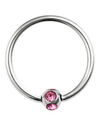 Aab BCR Piercing med Rund Kule og Rosa Stener