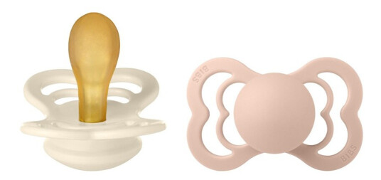 BIBS Pacifier Supreme Latex Ivory/Blush Size 2 2pcs