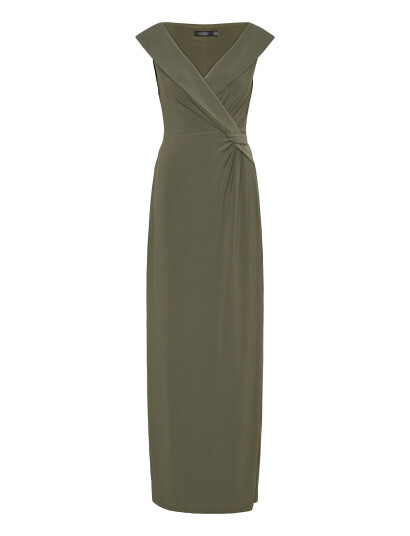 Lauren Ralph Lauren Jersey Off-The-Shoulder Gown - Green - 46