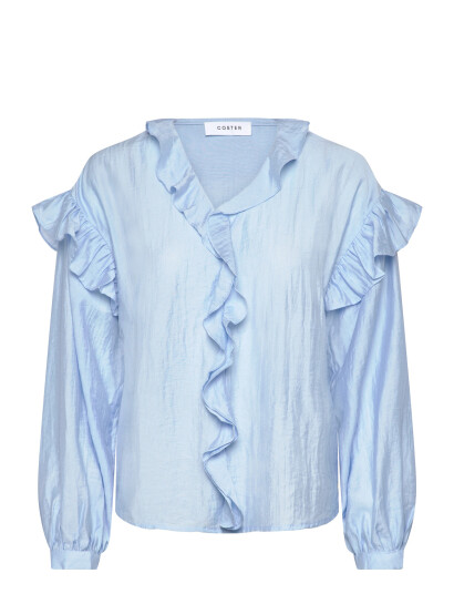 Coster Copenhagen Longsleeved Blouse With Frills   Blue   34