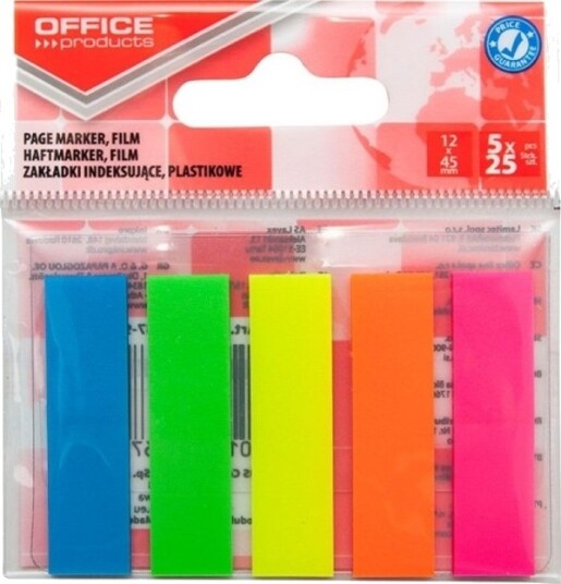 Office Products Indeksfaner Standard Pp 12X45 Mm 5X25 Ark Hengelapp Blandede Farger