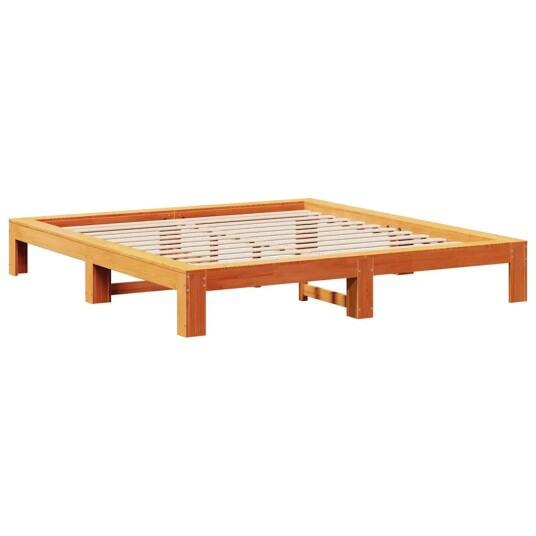  Sengeramme uten madrass voksbrun 200x200 cm heltre furu 8721158384287