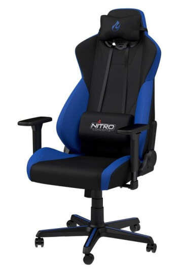 Nitro Concepts S300 - Stol - Armlener - T-Formet - Tipping - Roterende - Nylon Stoff Stål Kaldskum - Svart Galaktisk Blå