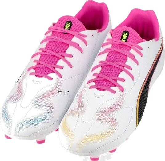 PUMA King 20 Match Fg/ag Showtime   PUMA White/poison Pink/bright Aqua Barn størrelse 38½