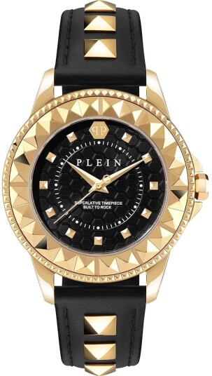 Philipp Plein Dameklokke PWPQA0224 Rock Couture Sort/Lær Ø38 mm