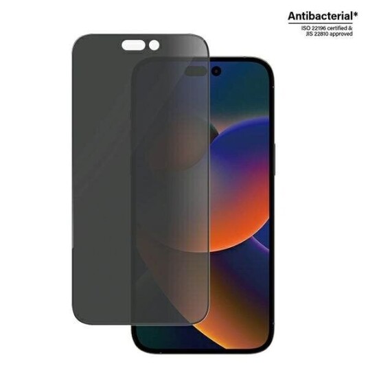 PanzerGlass iPhone 14 Pro Max Privacy Skjermbeskytter med AntiBakteriell Funksjon - Ultrabred Passform