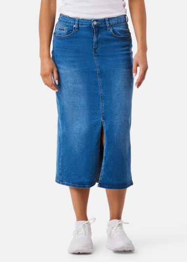 Seaside Oregon Long Denim Skirt W Dk. Denim 38 Kjoler Og Skjørt