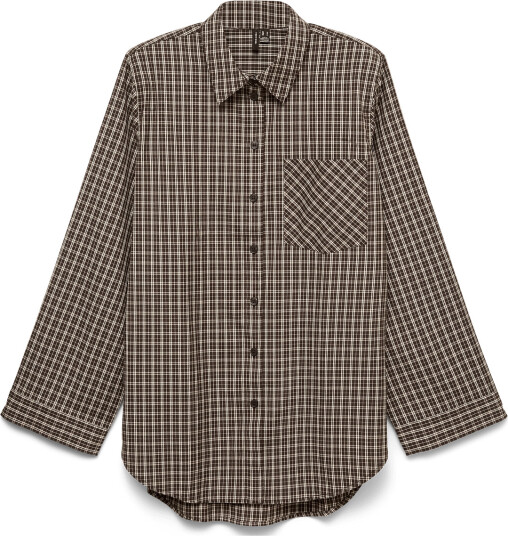 Vero Moda Vmkara Ls Loose Check Shirt Wvn Brown XS Vero Moda Vmkara Ls Loose Check Shirt Wvn Brown XS