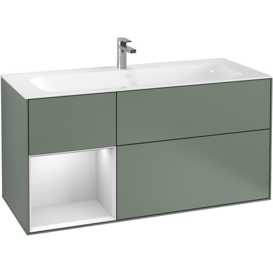 VILLEROY & BOCH FINION SERVANTSKAP 120 OLIVEN MATT LAKK M/LYS, VENSTRESTILT HVITMATT HYLLE