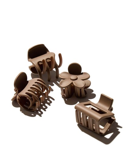 Small Claw Hair Clips 4 Pack Coffee Small Claw Hair Clips 4 Pack Coffee