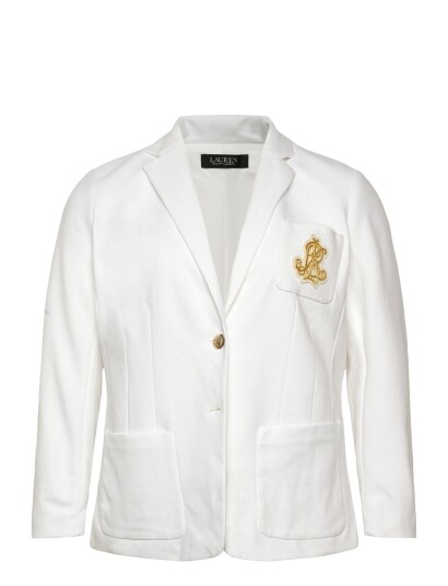 Lauren Women Bullion Jacquard Blazer   White   54 56