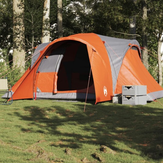 Kuppeltelt for camping 6 personer grå og oransje vanntett Kuppeltelt for camping 6 personer grå og oransje vanntett