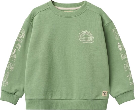 Wheat Collegegenser Ellis Jade Green m. Trykk Wheat 7 år 122 Collegegenser Grønn