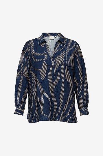 Only Carmakoma   Bluse carFannil LS V neck Top Aop   Blå