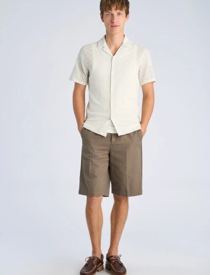 Lindbergh Texture Resort Shirt S/S - White - L