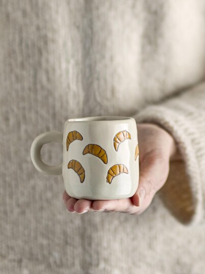 Bloomingville Espressokopp Millie Hvit-croissant