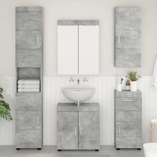 Baderom veggskap med hylle TULUM Betonggrå 37 x 24,5 x 86 cm