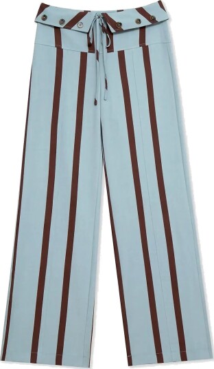 Laagam Tashi Turquoise Striped Flow Pants Blue XS Laagam Tashi Turquoise Striped Flow Pants Blue XS