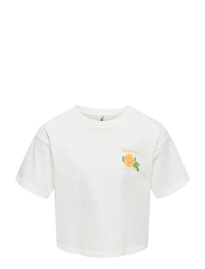 Kids Only Kogmilla Life S/S Boxy Printed Top Jrs White 110 116 Kids Only Kogmilla Life S/S Boxy Printed Top Jrs White 110 116