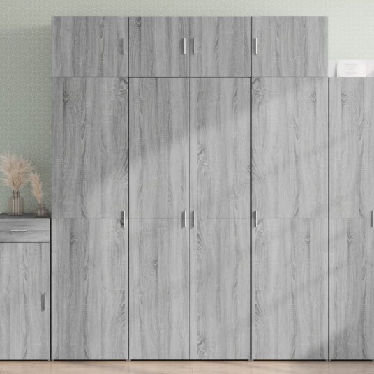 Highboard grå sonoma 80x42,5x185 cm konstruert tre