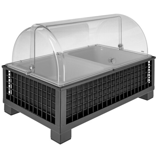 VEGA Buffetsystem komplett Portland 10 cm melamin hvit 2 x GN 1/2; Størrelse GN 1/1, 55.4x35.2x29.9 cm (LxBxH); Antrasitt/Transparent/Hvit; Rektangulær
