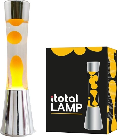 iTotal - Lava Lamp with Silver Base See-through Liquid and Orange Wax - Orange - 40 cm iTotal - Lava Lamp with Silver Base See-through Liquid and Orange Wax - Orange - 40 cm